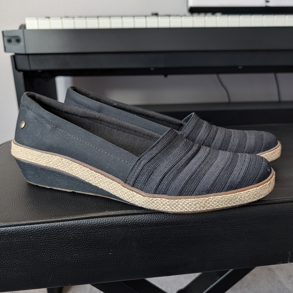 Grasshoppers Size 10‎ Black Slip On Espadrille Wedge Sneakers